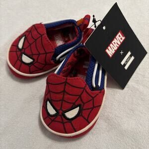 Toms x Marvel Spider-Man Tiny Lima Toddler Infant Baby Shoes Size 2 Red New